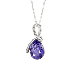 Eternal Love Teardrop Swarovski Elements Pendant Necklace - Violet Purple