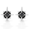 Image of Beautiful Mens Star Stud Earrings Stainless Steel Silver, Black Cubic Zirconia (with Branded Gift Box)