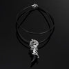 Image of Wolf Mens Tribal Stainless Steel Silver Necklace Pendant 19" Leather Chain (Infinity Black)