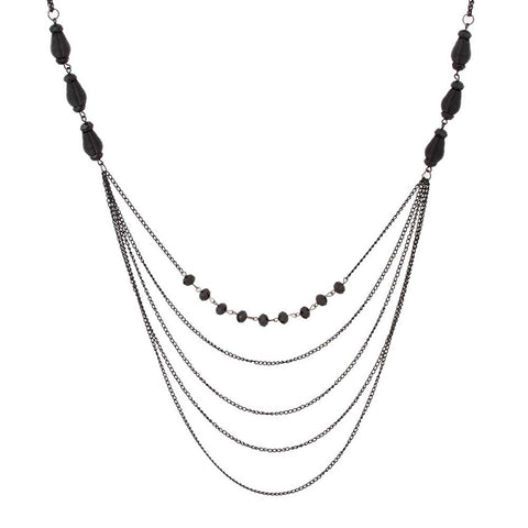 Sparkling Women Black Beaded Necklace By Urban Jewelry (Long Necklace - 34-41")