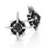 Image of Beautiful Mens Star Stud Earrings Stainless Steel Silver, Black Cubic Zirconia (with Branded Gift Box)