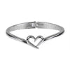Image of Unique Open Heart 7 Inches Stainless Steel Womens Cuff Bangle Bracelet Jewelry (Silver)