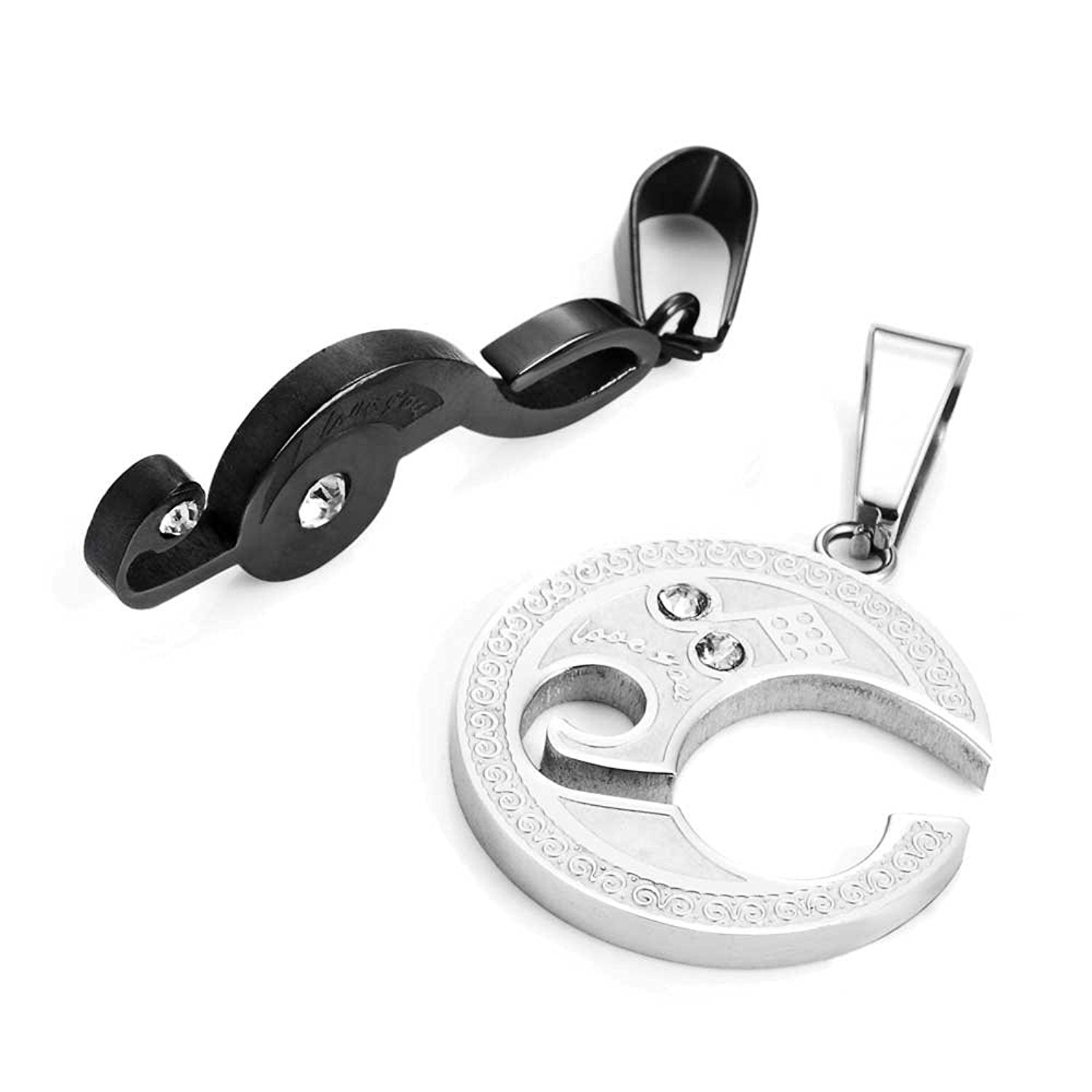 2pcs His & Hers Couples Key Sol Music Symbol Pendant Love Necklace Set Lover Valentine's, 18" & 21" Chain