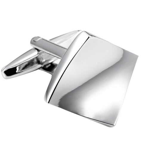 Unique Modern Art Bended Square Stainless Steel Men's Cufflinks (Silver Color)