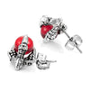 Image of Vintage Stainless Steel Dragon Claw Mens Stud Earrings Set, 2pcs, Color Silver Red