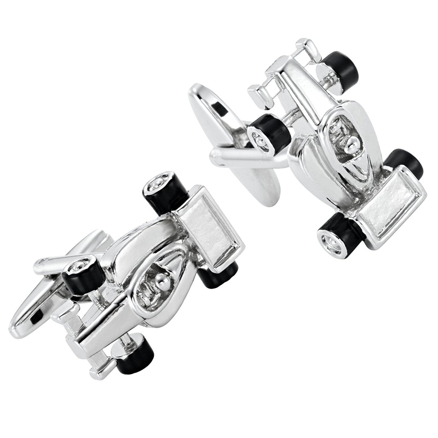 Urban Jewelry Formula One F1 Race Car Style Mens Stainless Steel Cufflinks (Black, Silver)