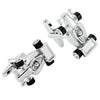 Image of Urban Jewelry Formula One F1 Race Car Style Mens Stainless Steel Cufflinks (Black, Silver)
