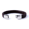 Image of Urban Jewelry Men's Deep Brown Braided Genuine Leather Cuff Bracelet with Elegant 316L Stainless Steel Clasp