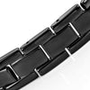 Image of Elegant Mens Black Bracelet 316L Stainless Steel with Titanium Elements, Magnetic Therapy