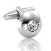 Image of Round Men's Cufflinks Stainless Steel Cubic Zirconia Simple Circle Cuff Links
