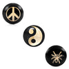 Image of Mens Stainless Steel Stud Earrings 3 Pairs Set with 8mm Peace, Yin & Yang and Spider Symbol Designs