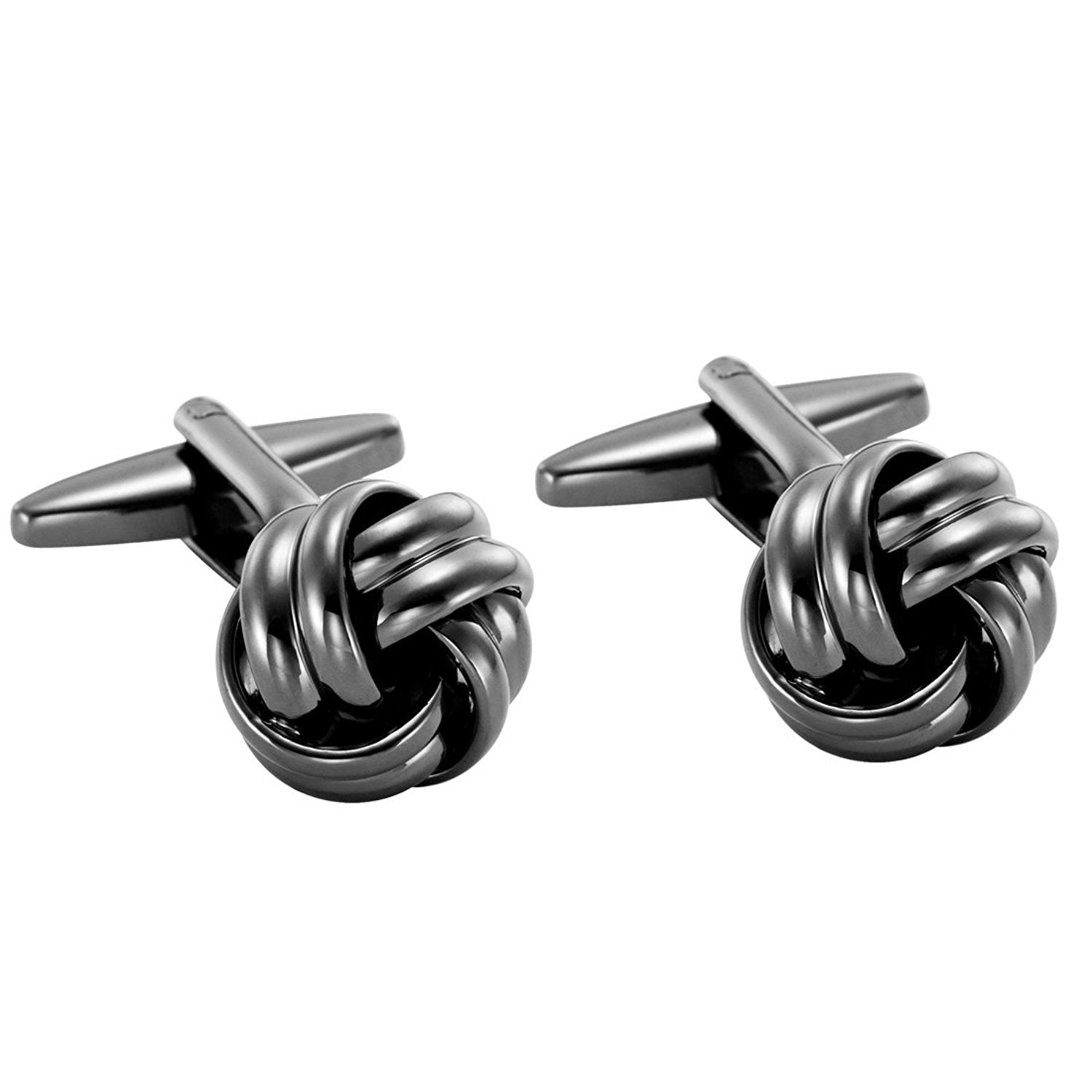 Urban Jewelry Classic Knot Cuff Links in Dark Toned Stainless Steel Cufflinks