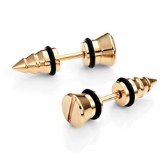 Cool Stainless Steel Gold Men's Stud Screw Earrings for men, 7mm Diameter (with Branded Gift Box)