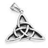 Image of Vintage Stainless Steel Irish Triquetra Celtic Knot Amulet Pendant Necklace Black Silver Color, 21" Chain