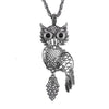 Image of Retro Vintage Silver Antique Color Tone Owl Pendant Jewelry 23 Inch Necklace
