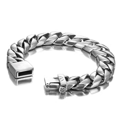 Powerful Stainless Steel Men's Bracelet Silver 8.4 Inch (With Branded Gift Box)
