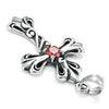 Image of Urban Jewelry Vintage Royalty Celtic Shield Cross Necklace Cubic Zirconia Pendant (Silver Red)