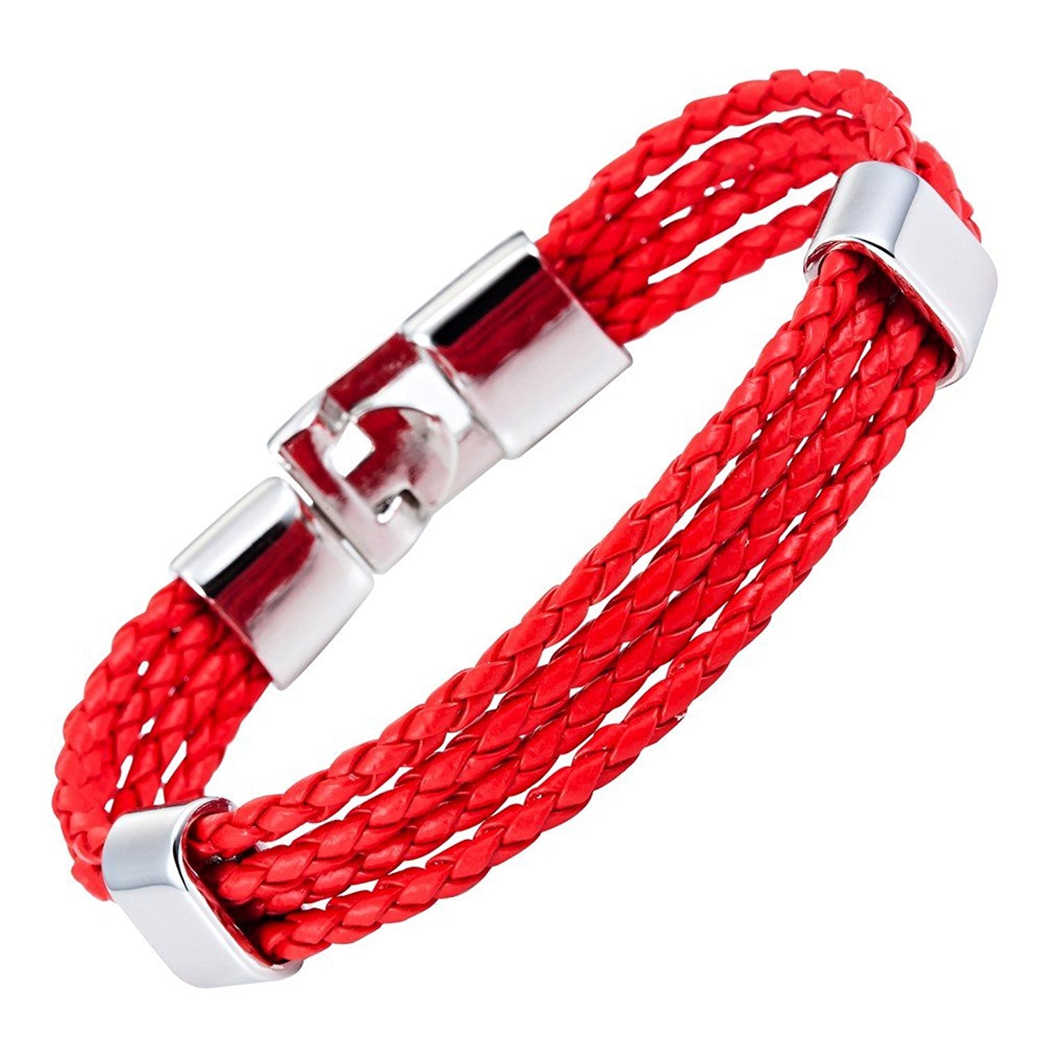 Designer Vintage Men's Leather Red Cuff Bracelet By Urban Jewelry