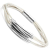 Image of Stylish White Genuine Leather Cuff Bracelet with Strong Magnetic Clasp (Silver Color)
