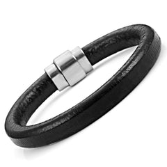 Classic Genuine Leather Cuff Bracelets Stainless Steel Clasp 8.6"