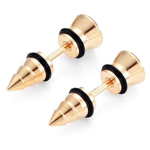 Cool Stainless Steel Gold Men's Stud Screw Earrings for men, 7mm Diameter (with Branded Gift Box)