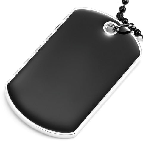 Urban Jewelry Powerful Army Style Double Dog Tag 2pcs Pendant Mens Necklace, Biker Adjustable 27 inch Black Chain