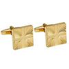 Image of Shiny Gold Toned Stainless Steel Men's Formal Cufflinks with Abstract Cross Pattern