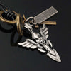 Image of Vintage Royalty Angel's Wing Shield Cross Men's Leather Necklace