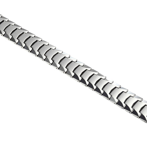 Suave Men’s Bracelet – Interlocking Track Link Design in a Sleek Silver Finish – Scratch & Tarnish Resistant Tungsten – Jewelry Gift or Accessory for Men