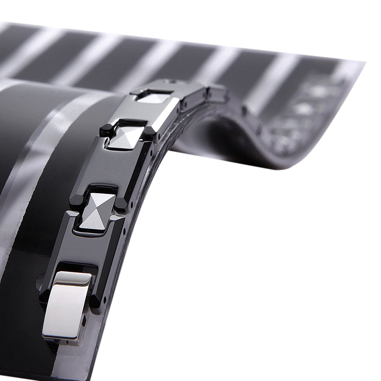 Amazing Tungsten and Ceramic Men's Link Bracelet (Black, Silver)
