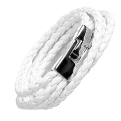 Amazing Urban Jewelry Leather Wrap 8" Bracelet for Men and Women (White)