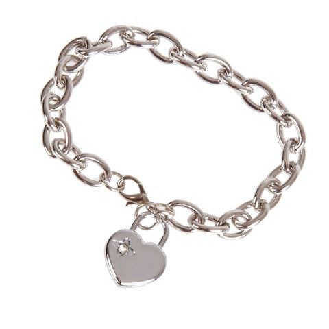 Charm Womens Heart Stainless Steel Chain Bracelet 8"