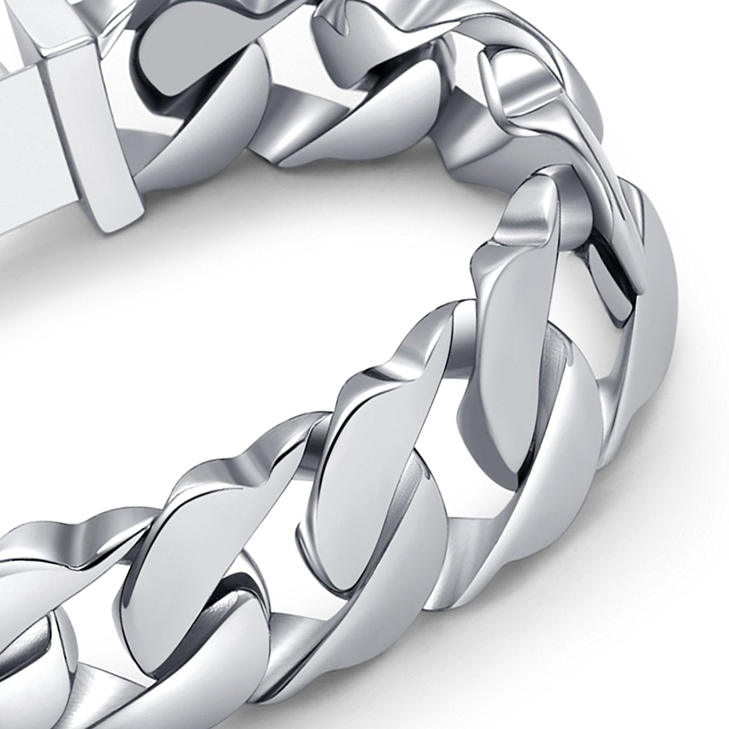 Urban Jewelry Massive 316L Stainless Steel Silver Color Link Chain Bracelet 8.3 Inches