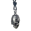 Image of Men's Vintage Biker Style Skull Adjustable Black Genuine Leather Necklace