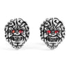 Image of Masculine Men's Stud Earrings Stainless Steel Skull Earrings (Silver, Black, Red)