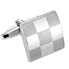 Elegant Laser Engraved Checkered Cufflinks for Men with Gift Box