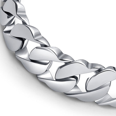 Urban Jewelry Massive 316L Stainless Steel Silver Color Link Chain Bracelet 8.3 Inches