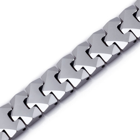 Urban Jewelry Unique Solid Tungsten Puzzle Pieces Style Mens Link Bracelet (Silver, 10mm)