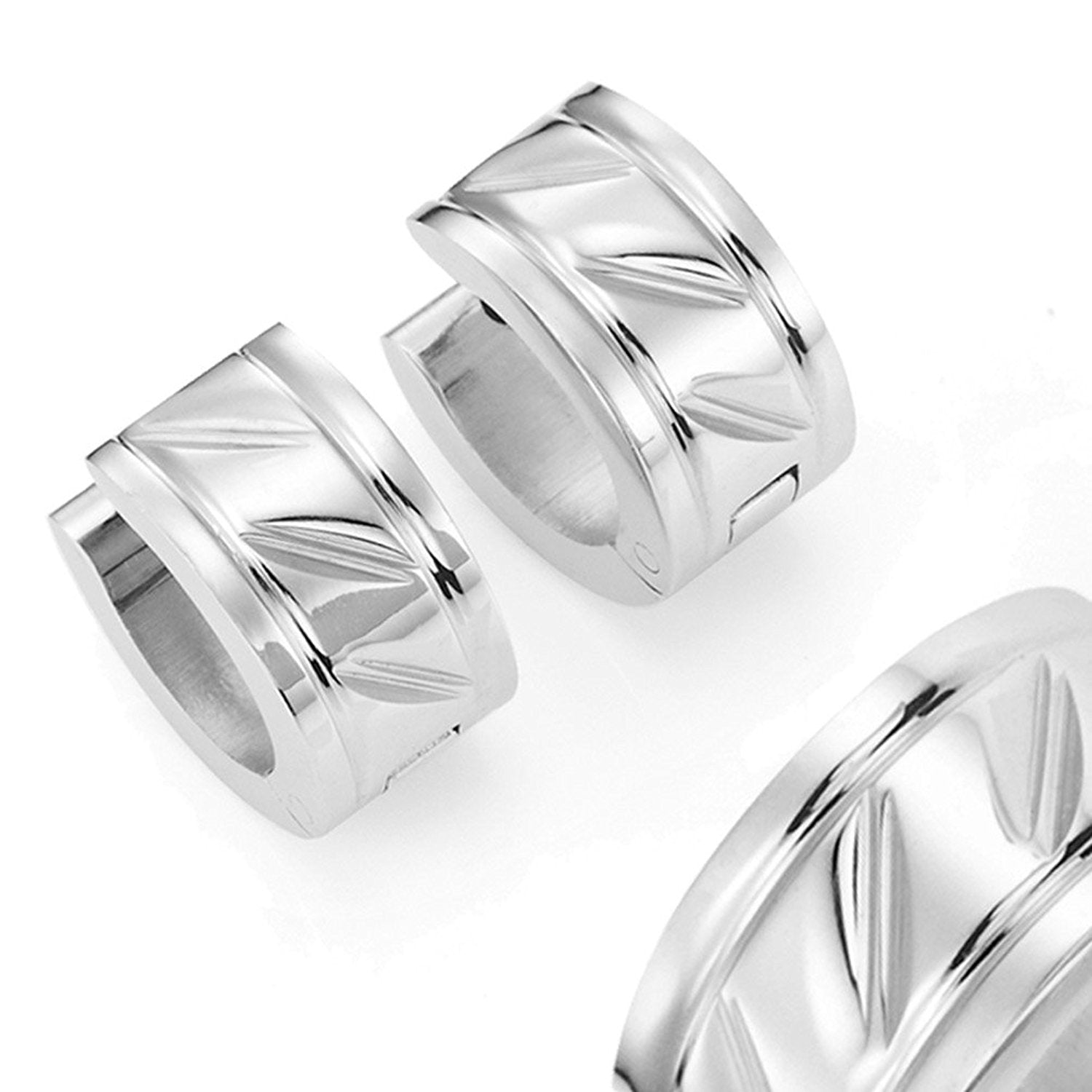 Unique 316L Stainless Steel Huggie Hoop Earrings for Men (7mm Width, Silver)