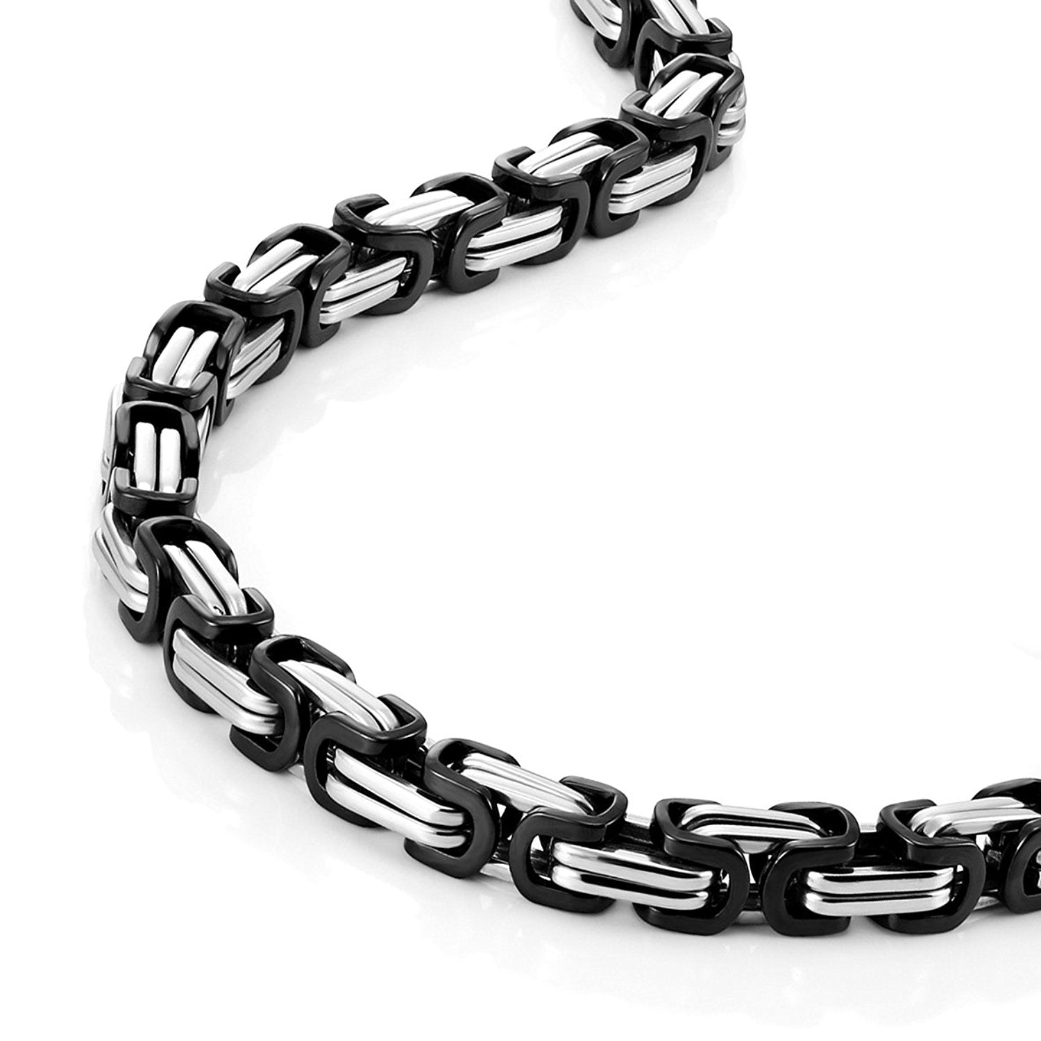 Impressive Mechanic Style Stainless Steel Men's Necklace Silver Black Chain for Men (18,21,23 Inches)