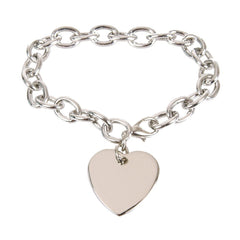 Charm Bracelet Chain Classic Linked Women Heart 8" (Silver Color)