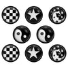 Image of Mens 4 Pairs Stainless Steel Stud Earrings Set with Star, Swirl, Checkered and Yin & Yang Designs