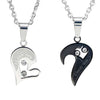 Image of 2pcs His & Hers Couples Gift Heart Pendant Love Necklace Set for Lover Valentine 19" & 21" Chain, Men, womens