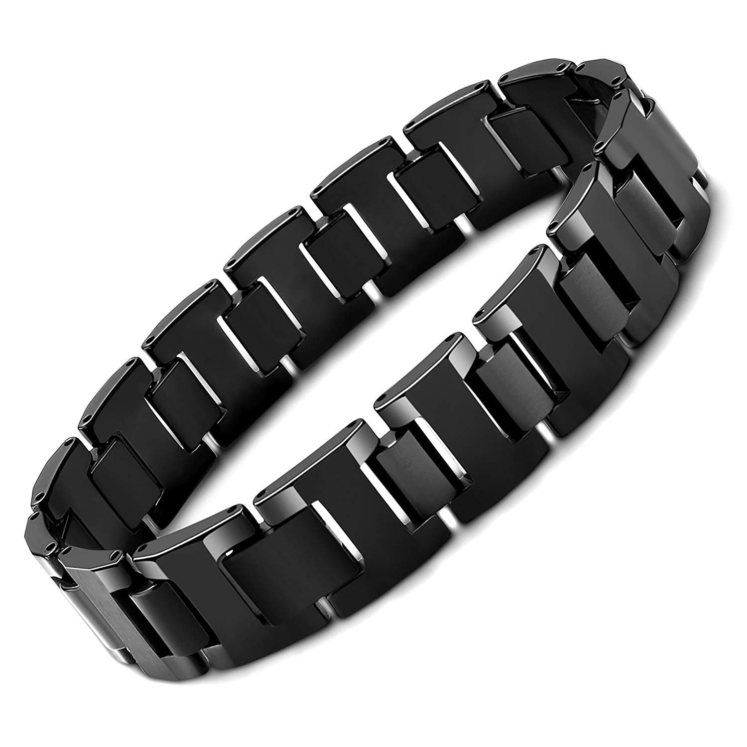 Urban Jewelry Stylish Black Solid Tungsten 8.3 Inches Link Bracelet for Men (Matte)
