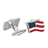 Image of Urban Jewelry Loyal Patriot Stainless Steel USA Flag Men's Cufflinks (Red, Blue, White, Silver)