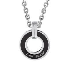 Urban Jewelry Stunning 2pcs His & Hers Love Forever Couples Round Pendant Necklace Set with 19