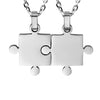 Image of His & Hers Puzzle Matching Piece Couples Pendant Necklace Set with 18" & 21" Chain