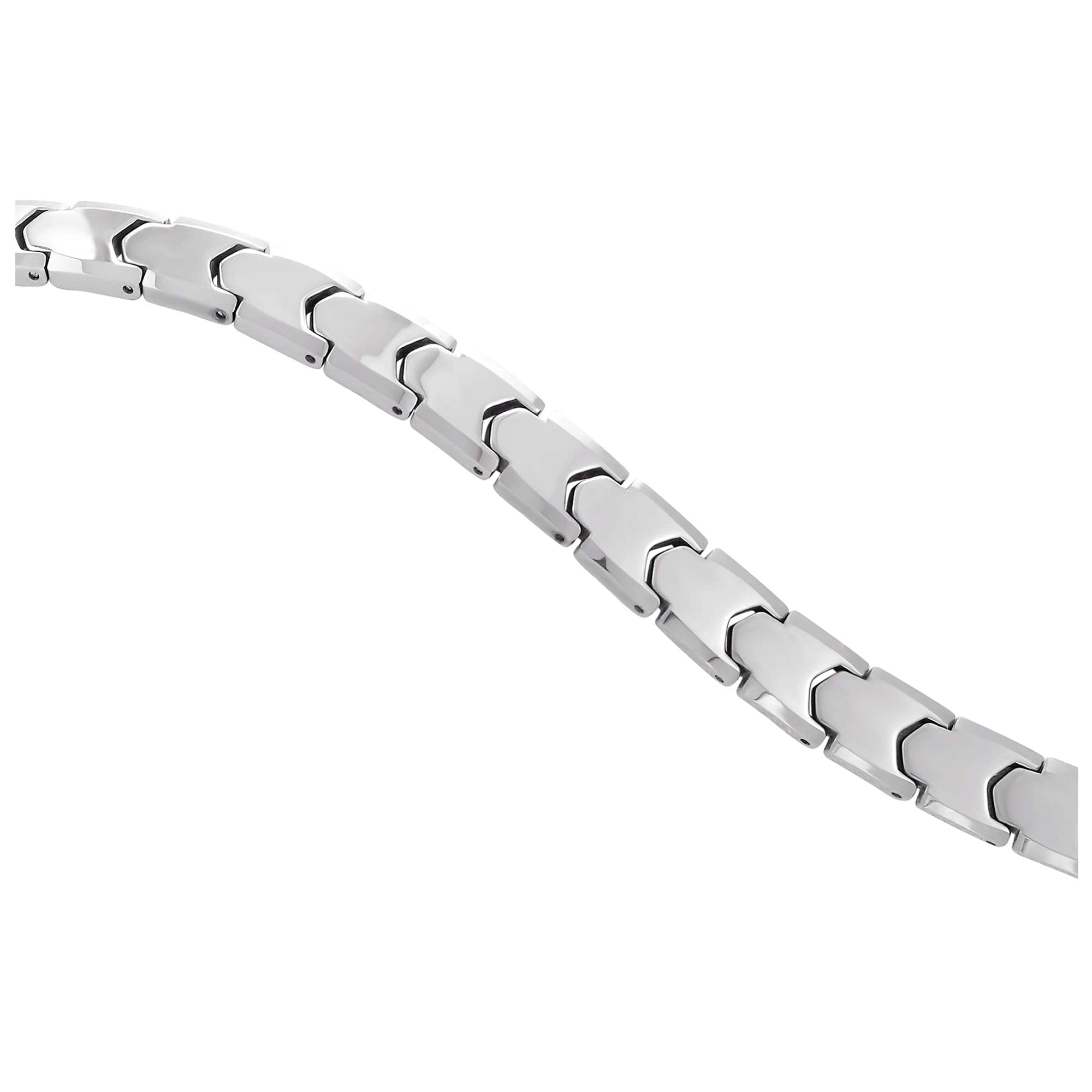 Dapper Men’s Bracelet – Interlocking Track Link Design in a Polished Silver Finish – Strong & Durable Solid Tungsten Material – Jewelry Gift or Accessory for Men