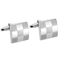 Elegant Laser Engraved Checkered Cufflinks for Men with Gift Box