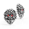 Image of Masculine Men's Stud Earrings Stainless Steel Skull Earrings (Silver, Black, Red)